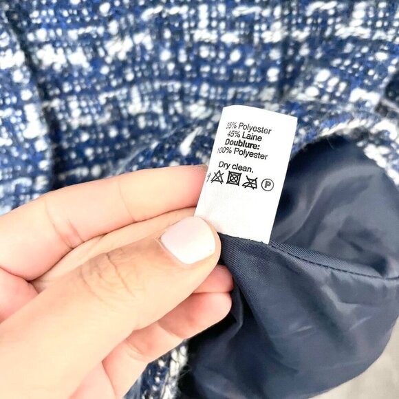 J.Crew Factory Blue Tweed Wool Blend City Coat Size 2 - Picture 5 of 8